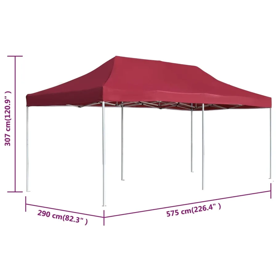 Tente de réception pliable Aluminium 6x3 m Bordeaux - 8