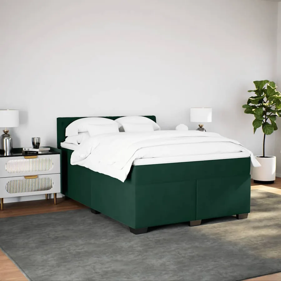 Sommier à lattes de lit et matelas Vert foncé 160x200cm Velours - 3