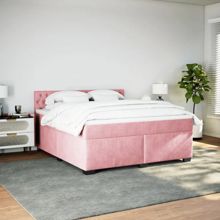 Sommier à lattes de lit avec matelas Rose 180x200 cm Velours - 5