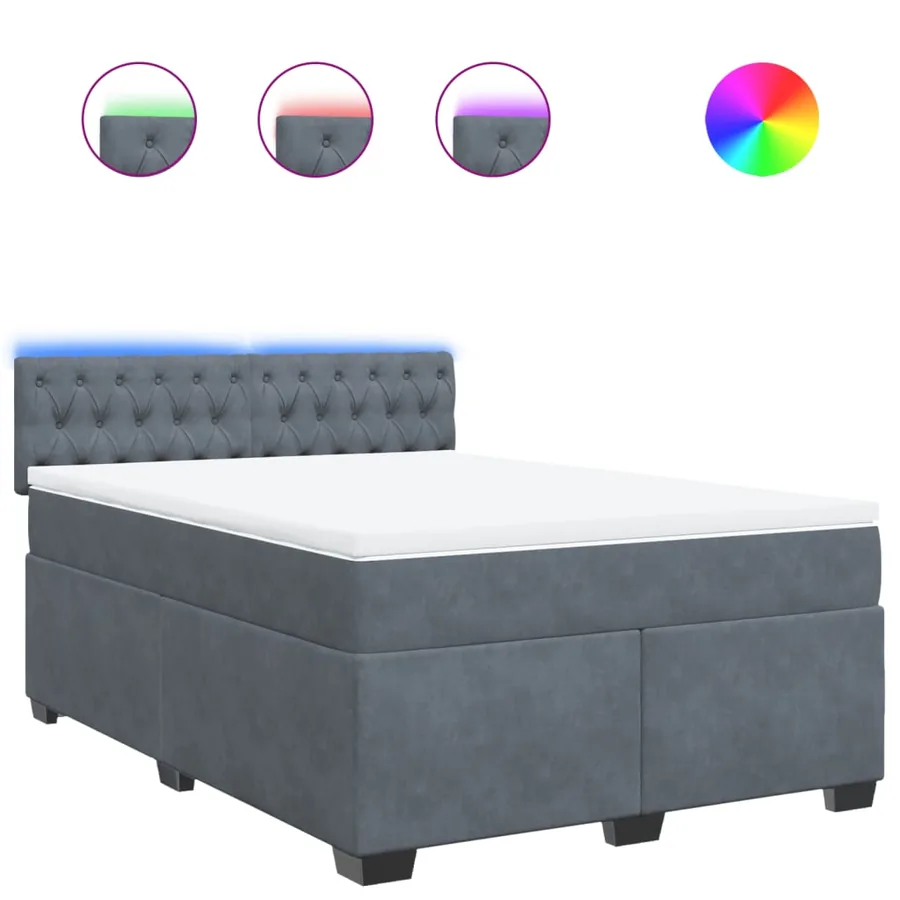 Sommier à lattes de lit et matelas Gris foncé 160x200cm Velours - 2