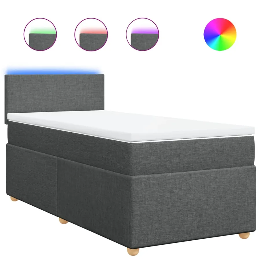 Sommier à lattes de lit et matelas Gris foncé 90x190 cm Tissu - 2