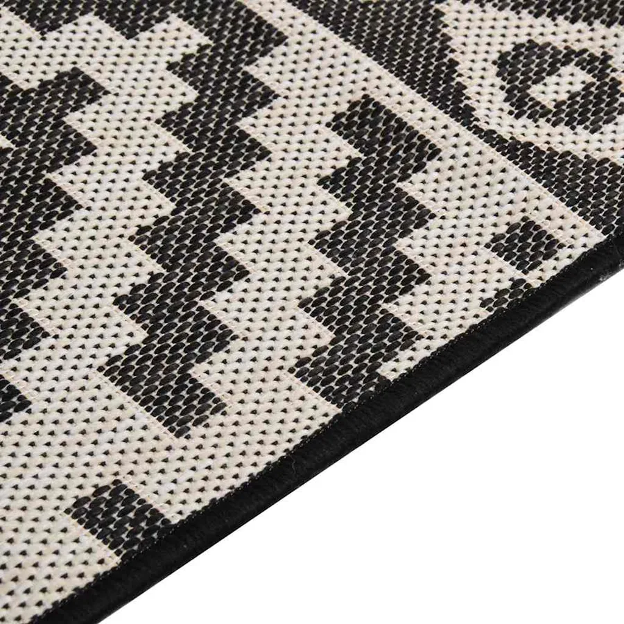 Tapis à tissage plat d'extérieur 100x200 cm Rayures noires - 4