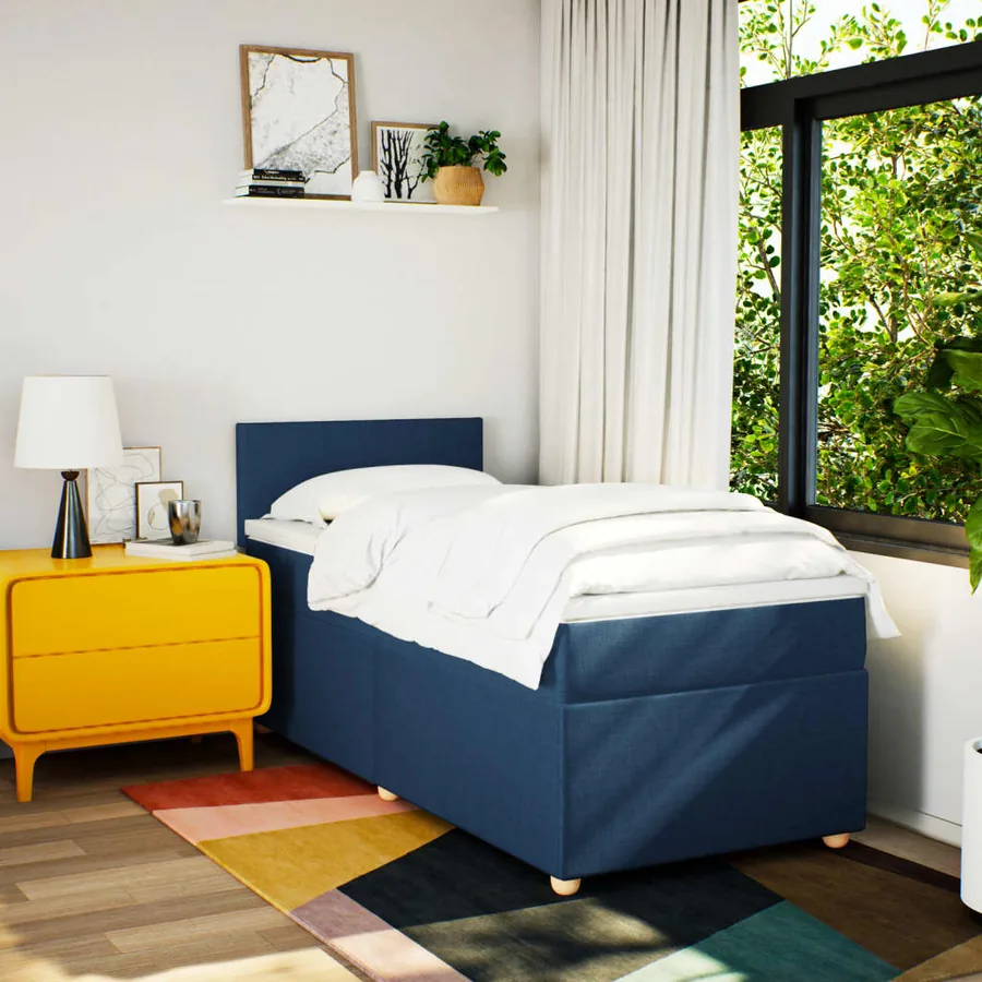 Sommier à lattes de lit avec matelas Bleu 90x190 cm Tissu - 3