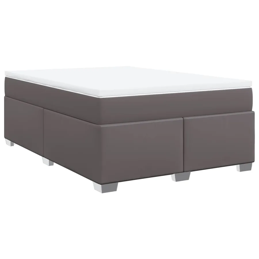 Sommier à lattes de lit avec matelas Gris 160x200 cm Similicuir - 2