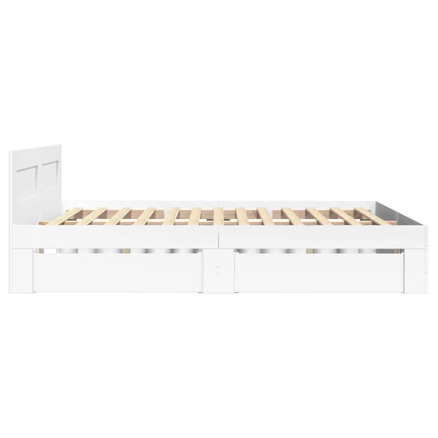 Cadre de lit avec tête de lit sans matelas blanc 120x190 cm - 6