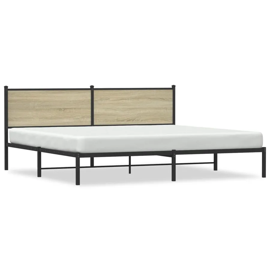 Cadre de lit en métal sans matelas chêne sonoma 200x200 cm - 2