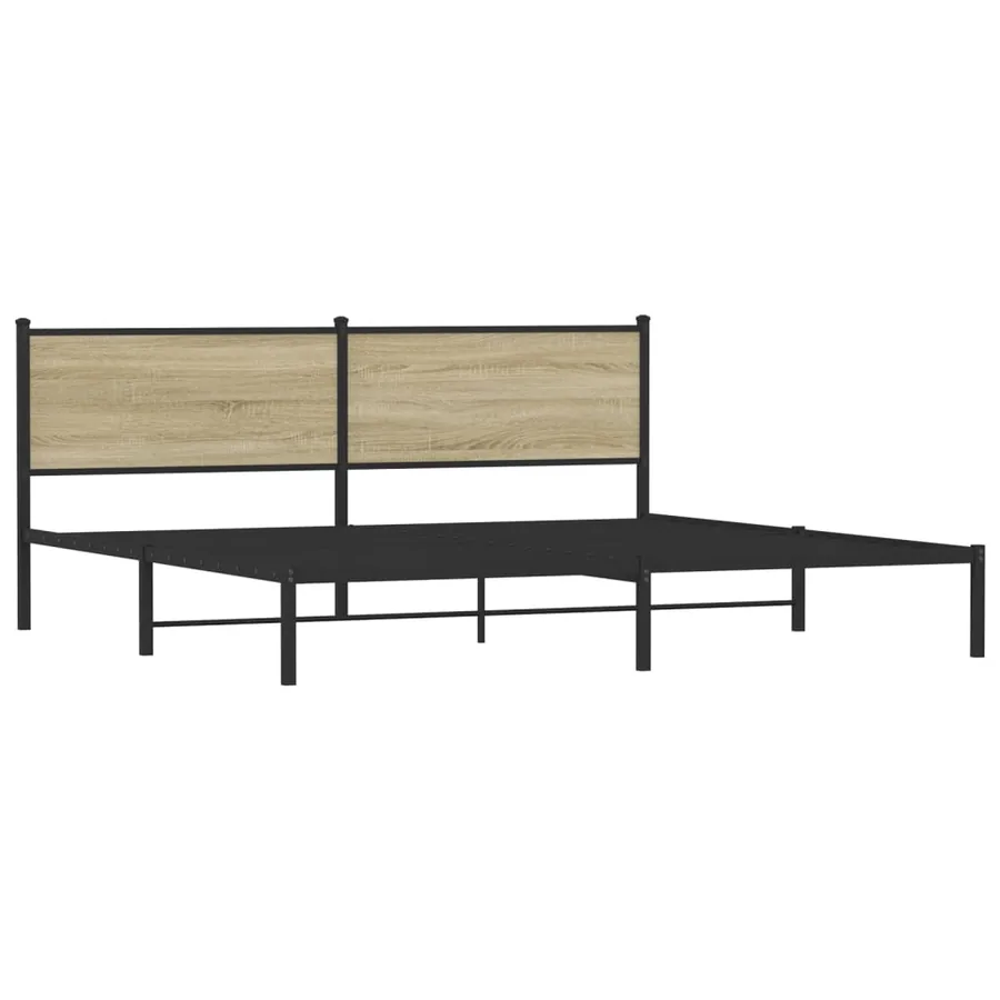 Cadre de lit en métal sans matelas chêne sonoma 200x200 cm - 4