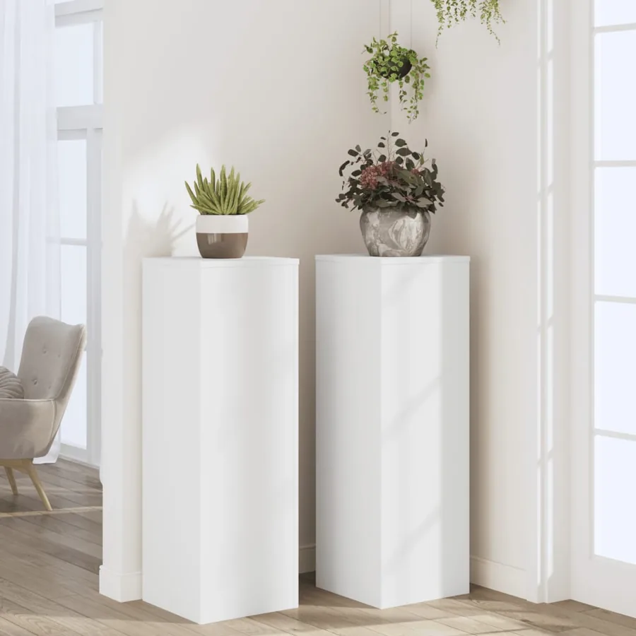 Supports pour plantes 2 pcs blanc 33x33x100cm bois d'ingénierie - 3