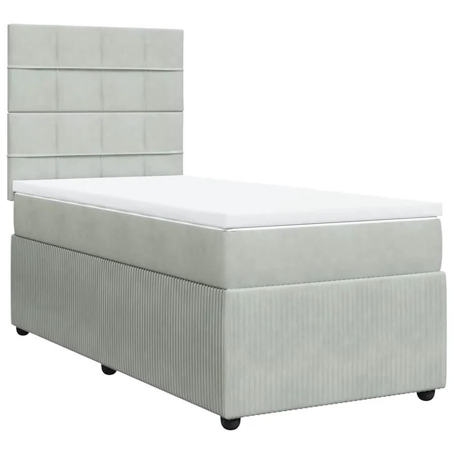 Sommier à lattes de lit et matelas Gris clair 80x200 cm Velours - 2