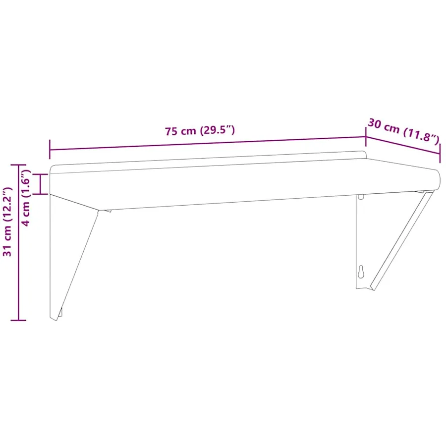 Étagère murale 75x30x31 cm argenté acier inoxydable - 11