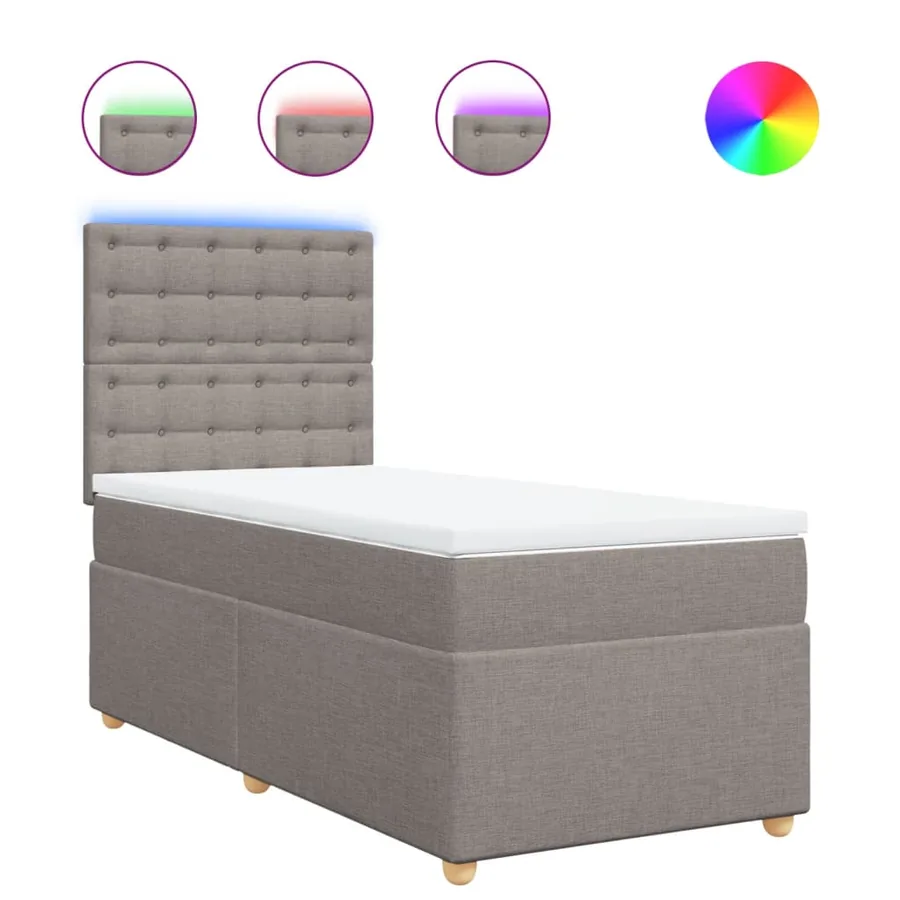 Sommier à lattes de lit avec matelas Taupe 90x190 cm Tissu - 2