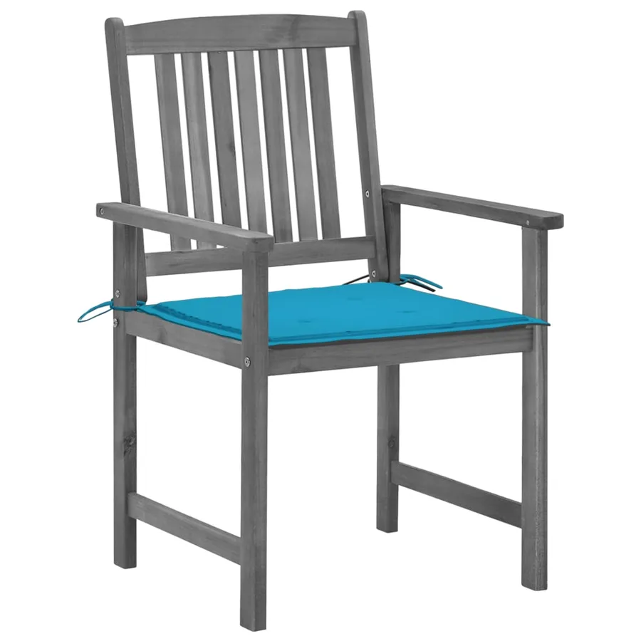 Chaises de jardin et coussins lot de 2 Gris Bois acacia massif - 3
