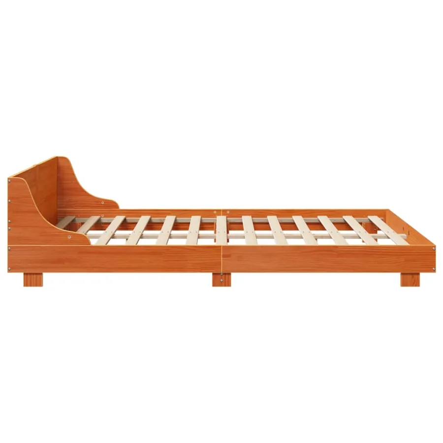 Cadre de lit sans matelas cire marron 120x200cm bois pin massif - 5