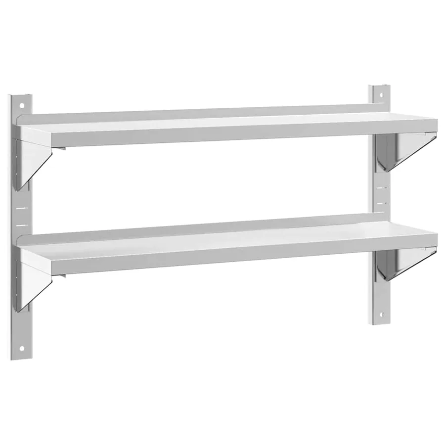 Étagère murale 2 niveaux 100x23,5x60cm argenté acier inoxydable - 2