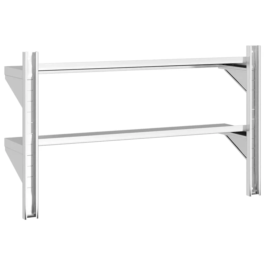 Étagère murale 2 niveaux 100x23,5x60cm argenté acier inoxydable - 7
