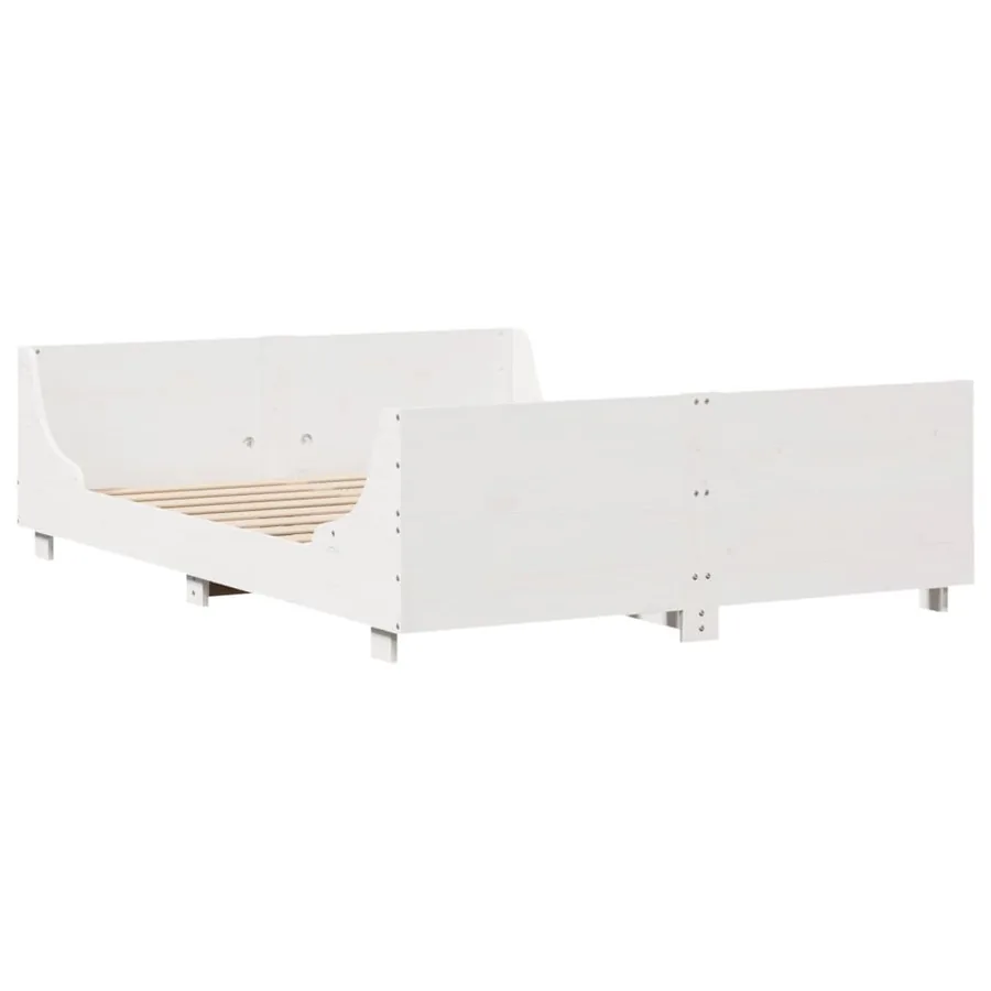 Cadre de lit sans matelas blanc 120x190 cm bois de pin massif - 6