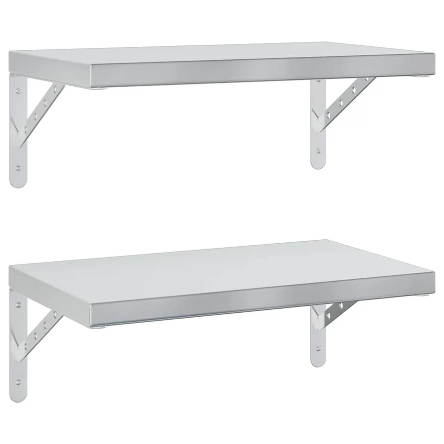 Étagères murales 2 pcs 50x30 cm argenté acier inoxydable - 2