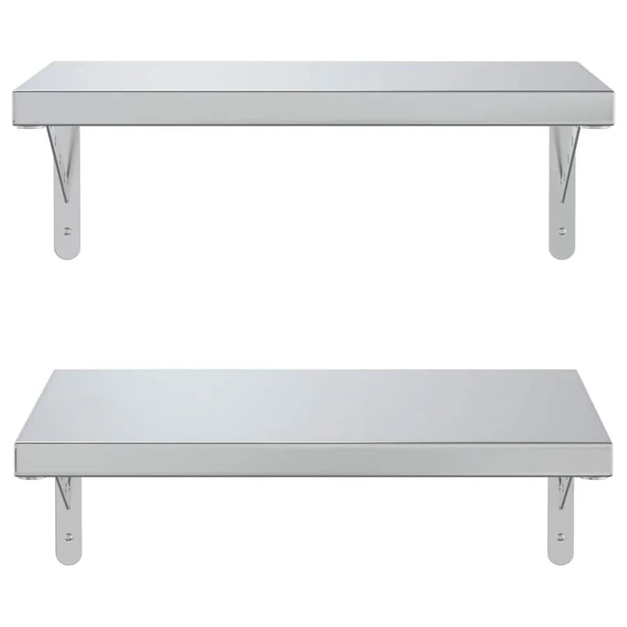Étagères murales 2 pcs 50x30 cm argenté acier inoxydable - 5