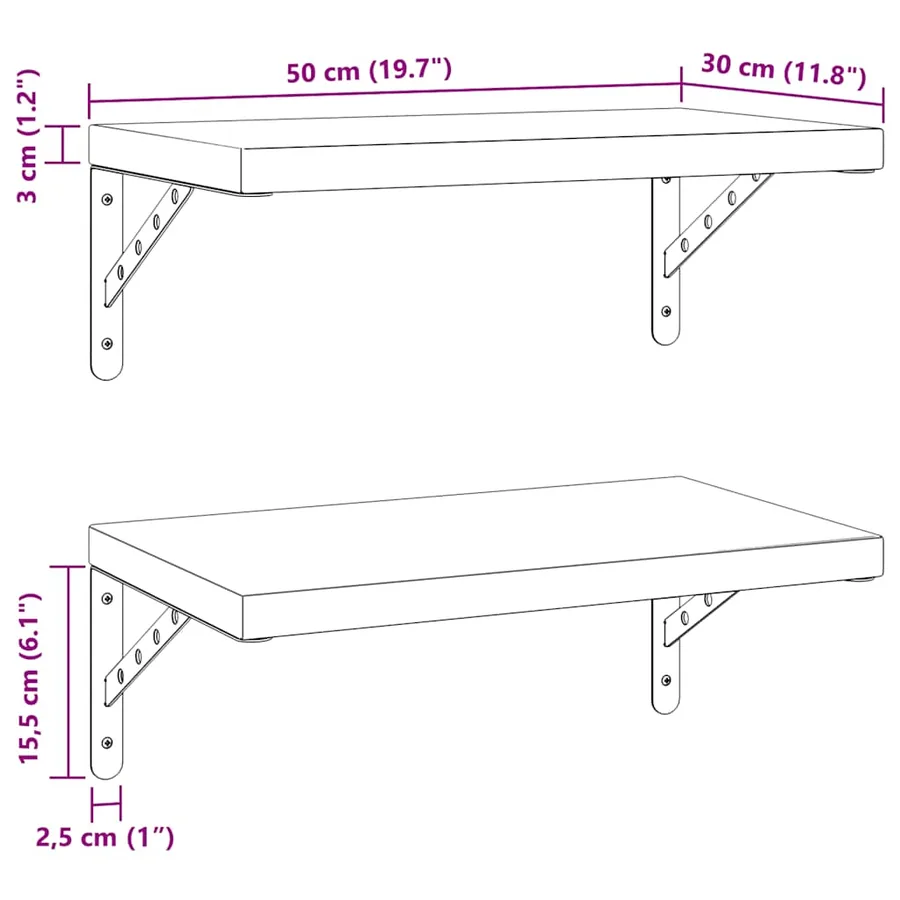 Étagères murales 2 pcs 50x30 cm argenté acier inoxydable - 9