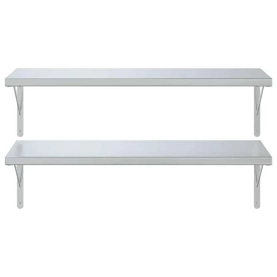 Étagères murales 2 pcs 100x40 cm argenté acier inoxydable - 5