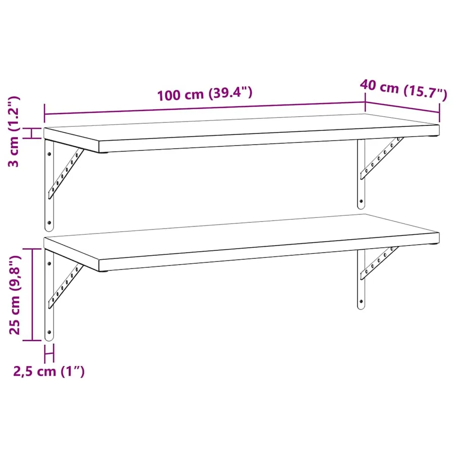 Étagères murales 2 pcs 100x40 cm argenté acier inoxydable - 9