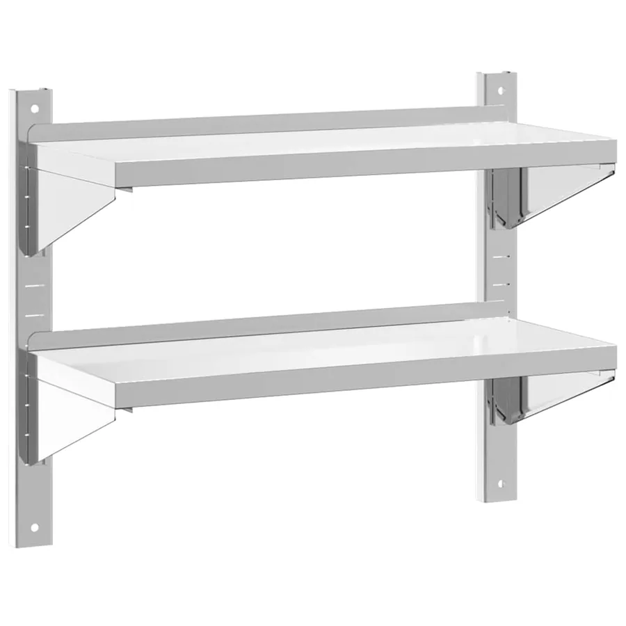 Étagère murale à 2 niveaux 75x30x60 cm argenté acier inoxydable - 2