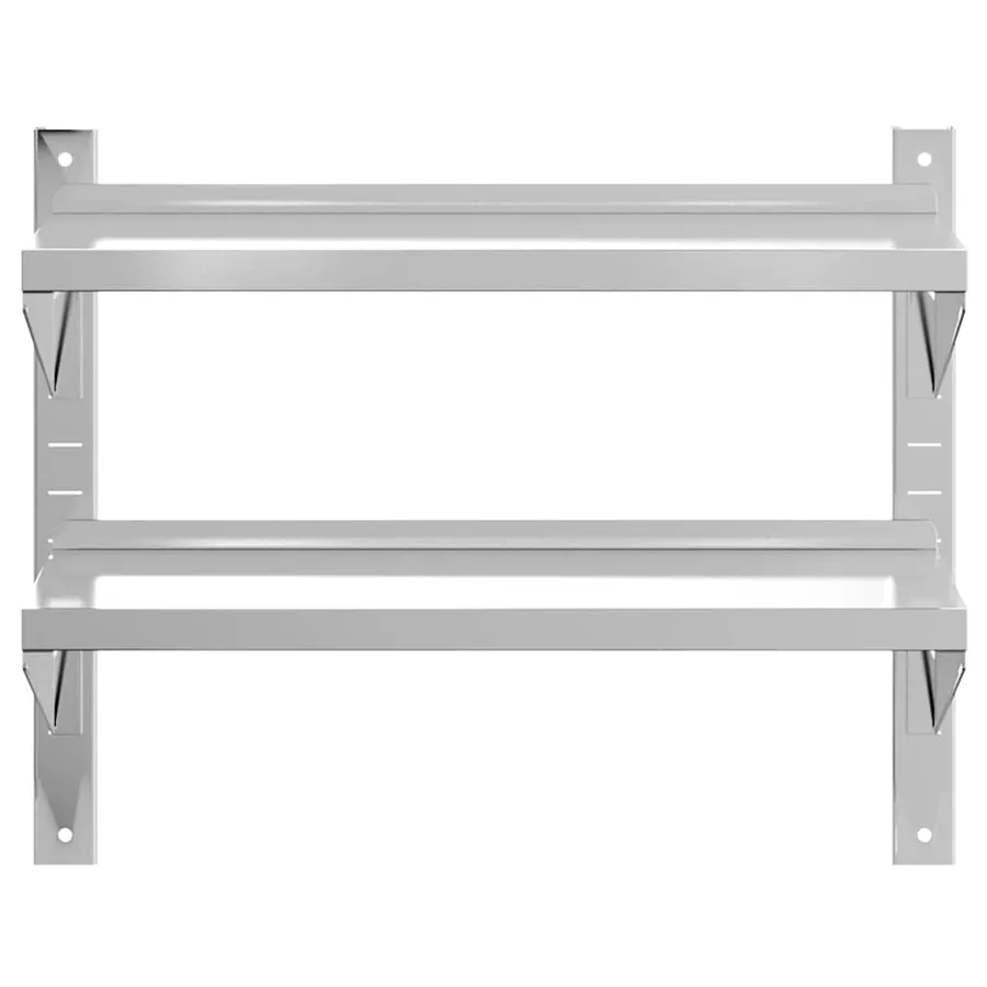 Étagère murale à 2 niveaux 75x30x60 cm argenté acier inoxydable - 5