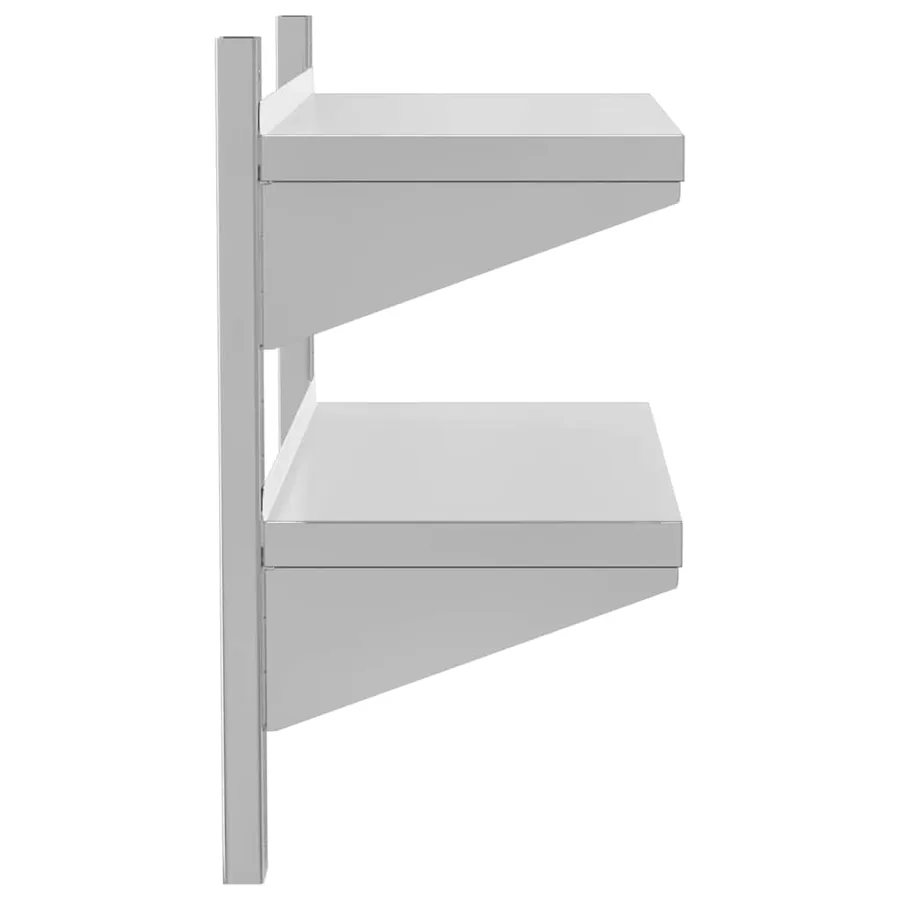 Étagère murale à 2 niveaux 75x30x60 cm argenté acier inoxydable - 6