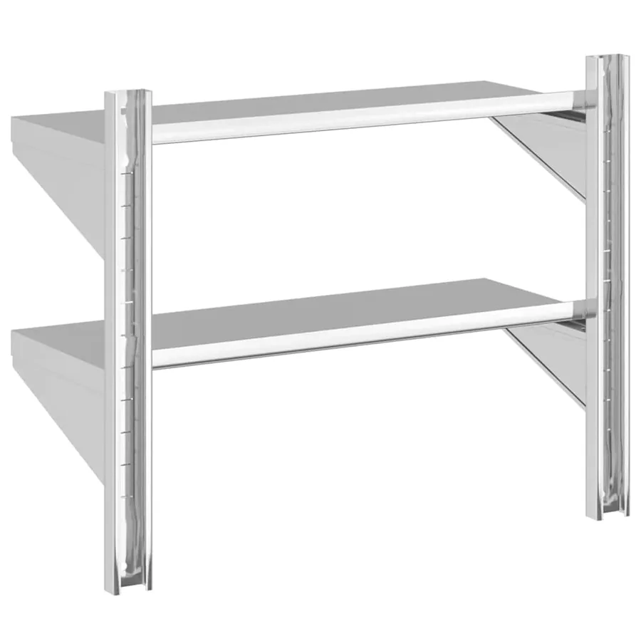 Étagère murale à 2 niveaux 75x30x60 cm argenté acier inoxydable - 7