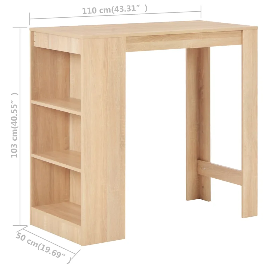 Table de bar avec étagère Chêne 110x50x103 cm - 6