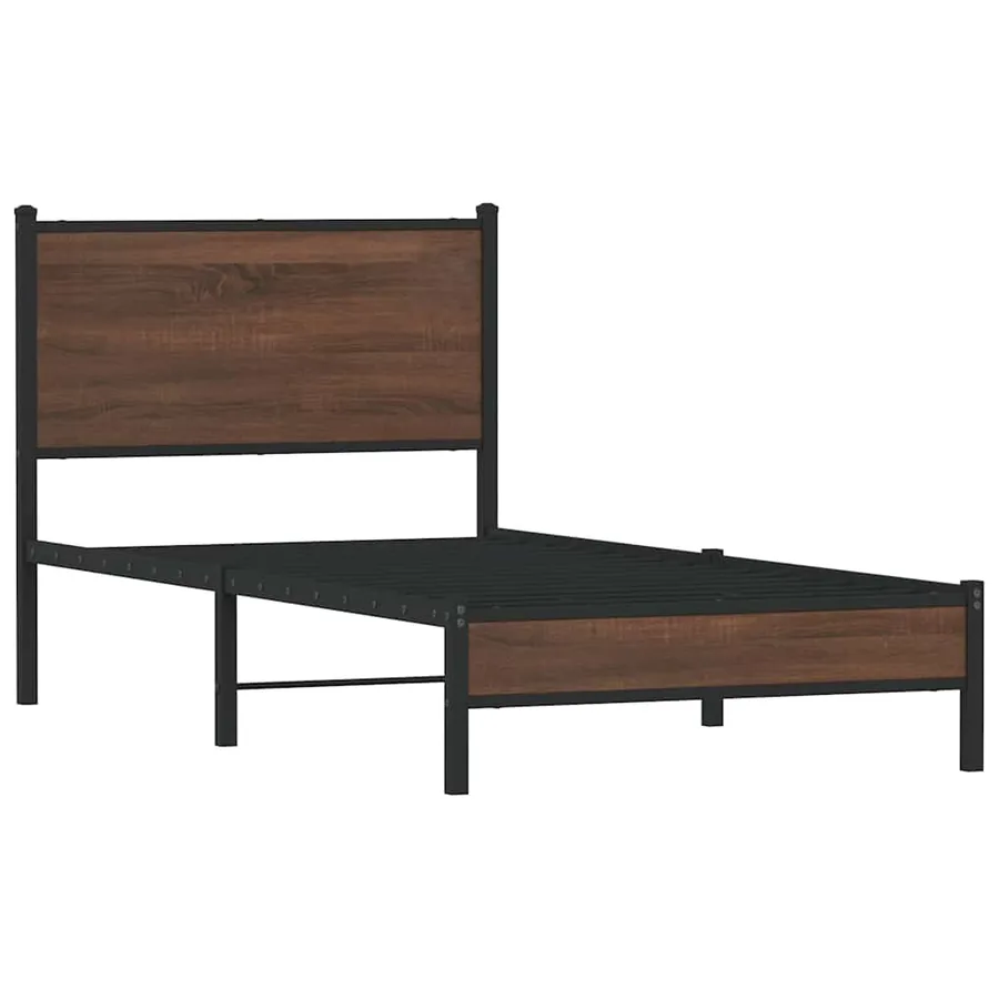 Cadre de lit en métal sans matelas chêne marron 80x200 cm - 3
