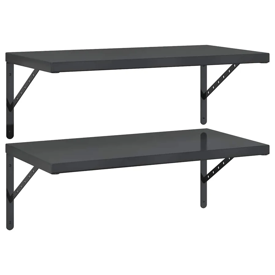 Étagères murales 2 pcs 75x40 cm noir acier inoxydable - 2