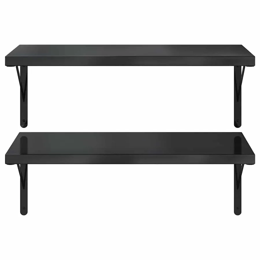 Étagères murales 2 pcs 75x40 cm noir acier inoxydable - 5