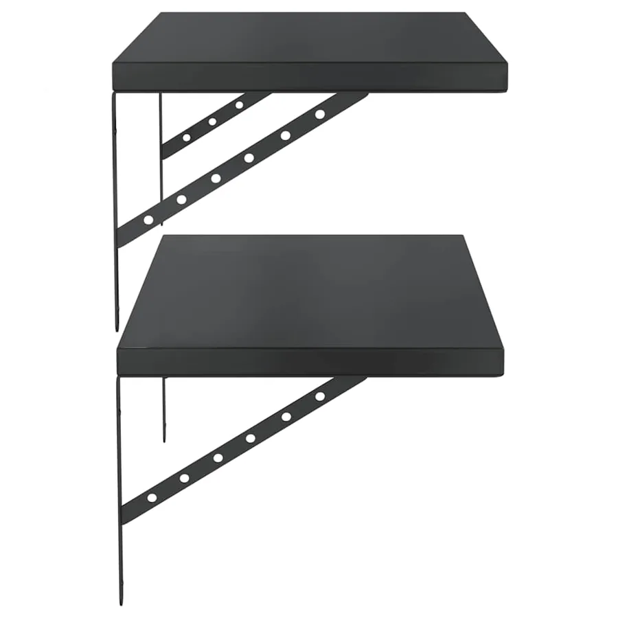 Étagères murales 2 pcs 75x40 cm noir acier inoxydable - 6