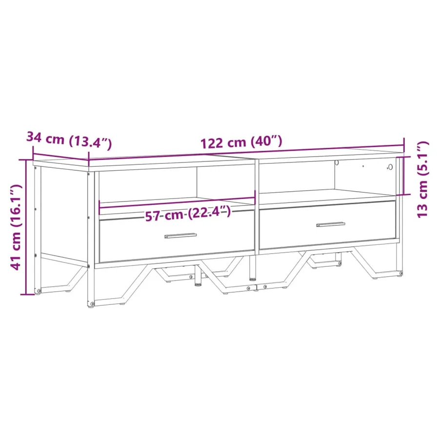 Meuble TV chêne sonoma 122x34x41 cm bois d'ingénierie - 10