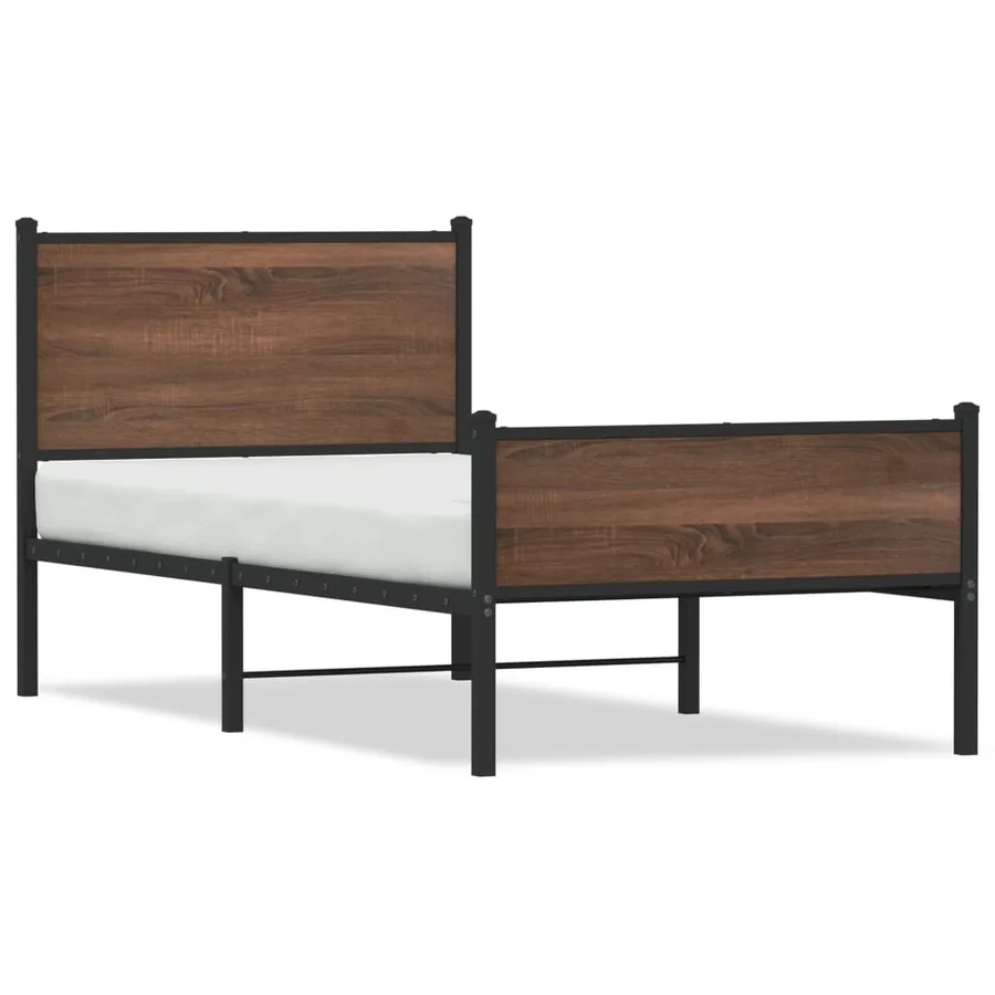 Cadre de lit en métal sans matelas chêne marron 90x200 cm - 2