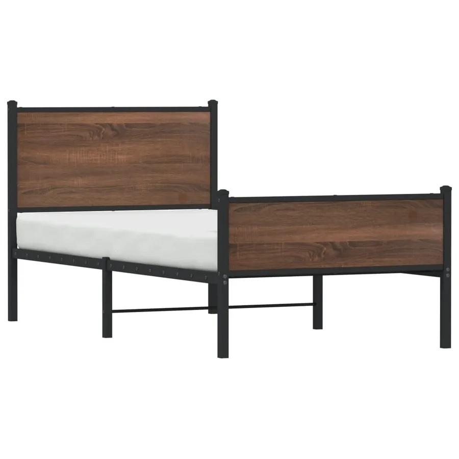 Cadre de lit en métal sans matelas chêne marron 90x200 cm - 4