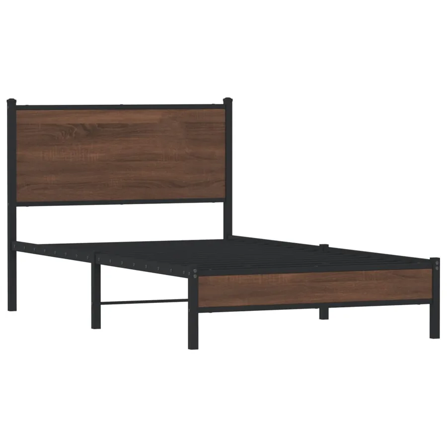 Cadre de lit en métal sans matelas chêne marron 107x203 cm - 3
