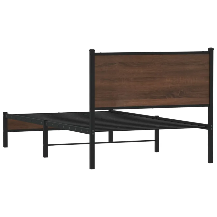 Cadre de lit en métal sans matelas chêne marron 107x203 cm - 7