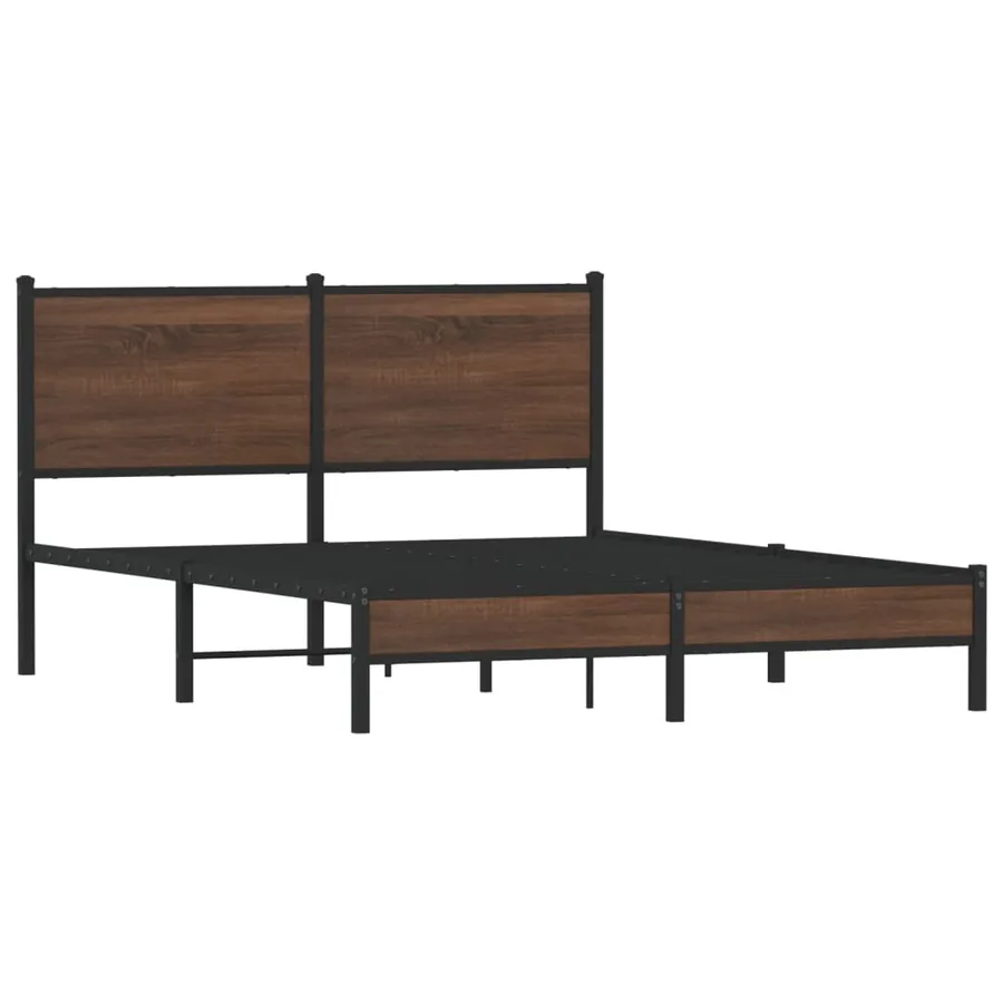 Cadre de lit en métal sans matelas chêne marron 150x200 cm - 3