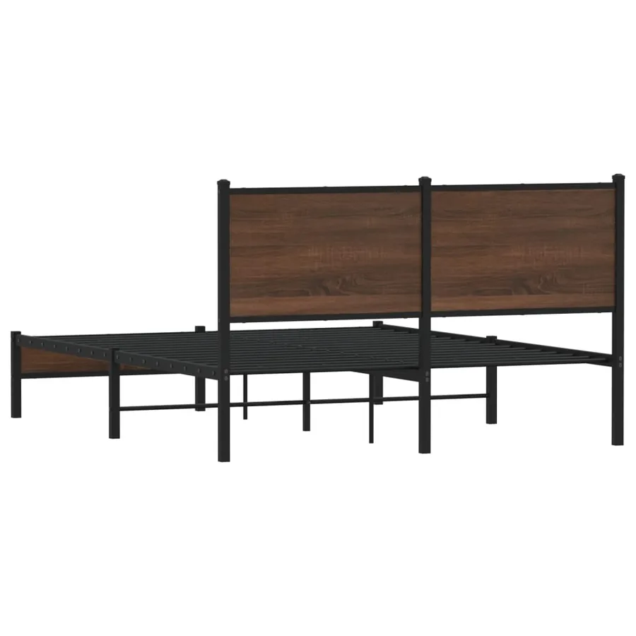 Cadre de lit en métal sans matelas chêne marron 150x200 cm - 7
