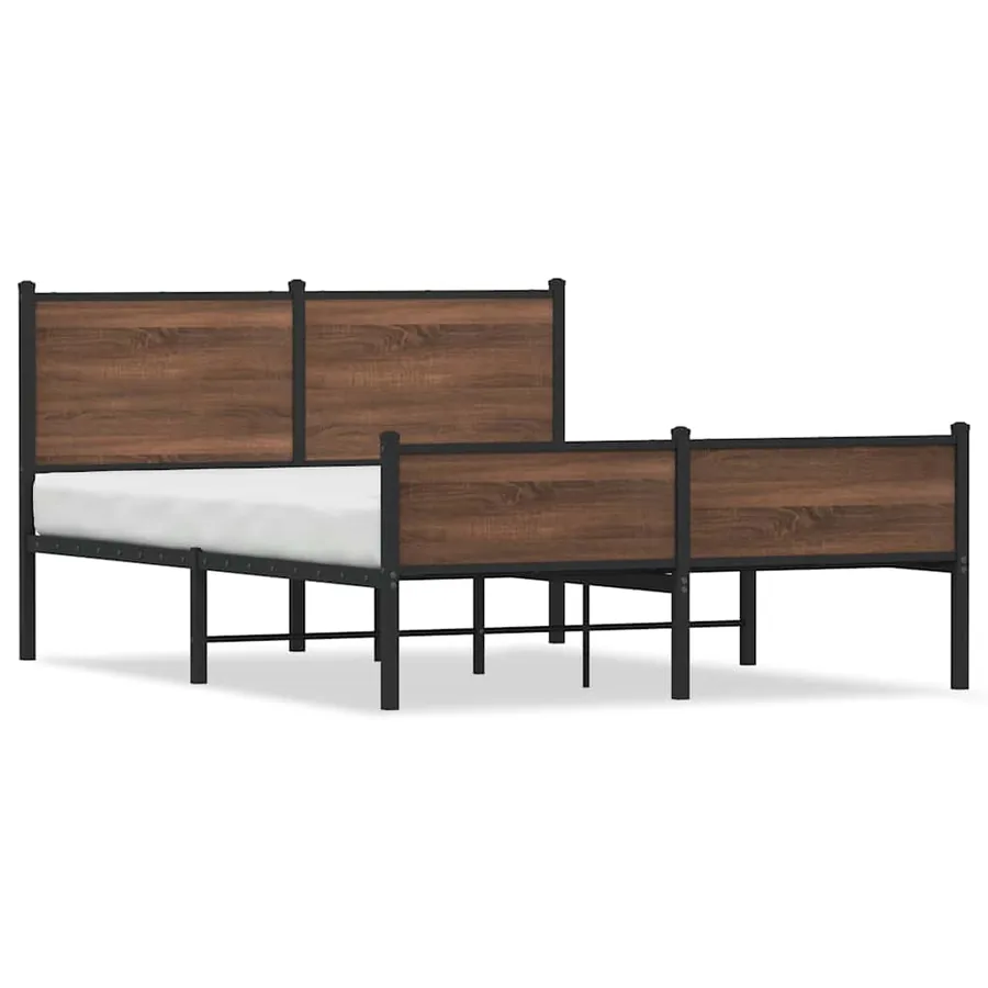 Cadre de lit en métal sans matelas chêne marron 140x190 cm - 2