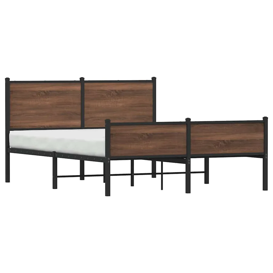 Cadre de lit en métal sans matelas chêne marron 140x190 cm - 4