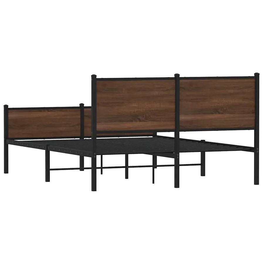 Cadre de lit en métal sans matelas chêne marron 140x190 cm - 7