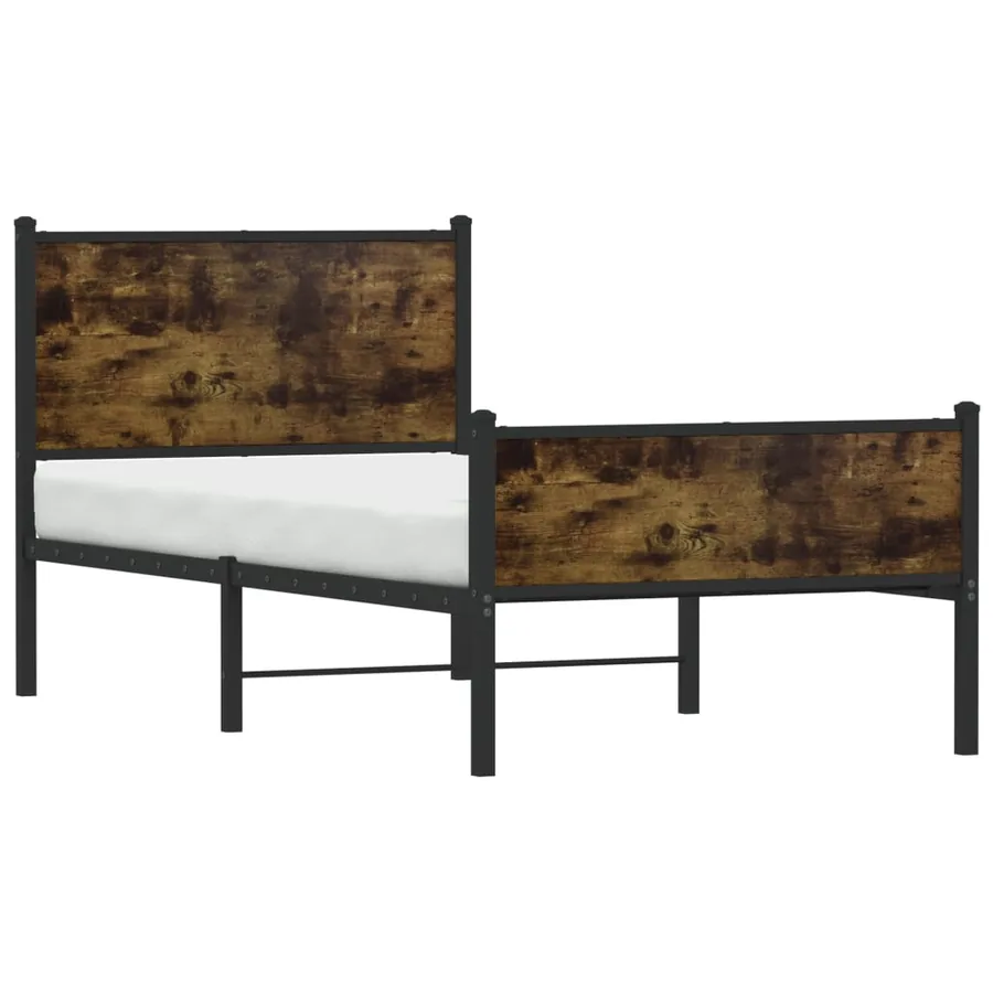 Cadre de lit en métal sans matelas chêne fumé 90x190 cm - 4