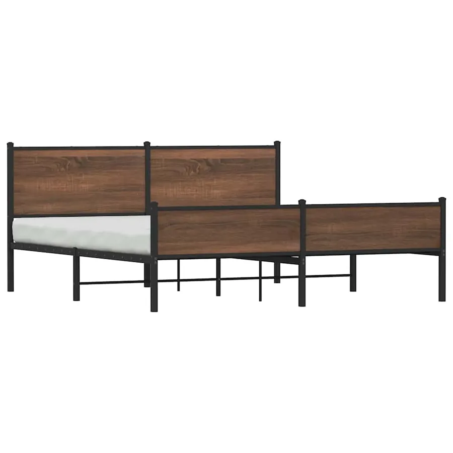 Cadre de lit en métal sans matelas chêne marron 160x200 cm - 4
