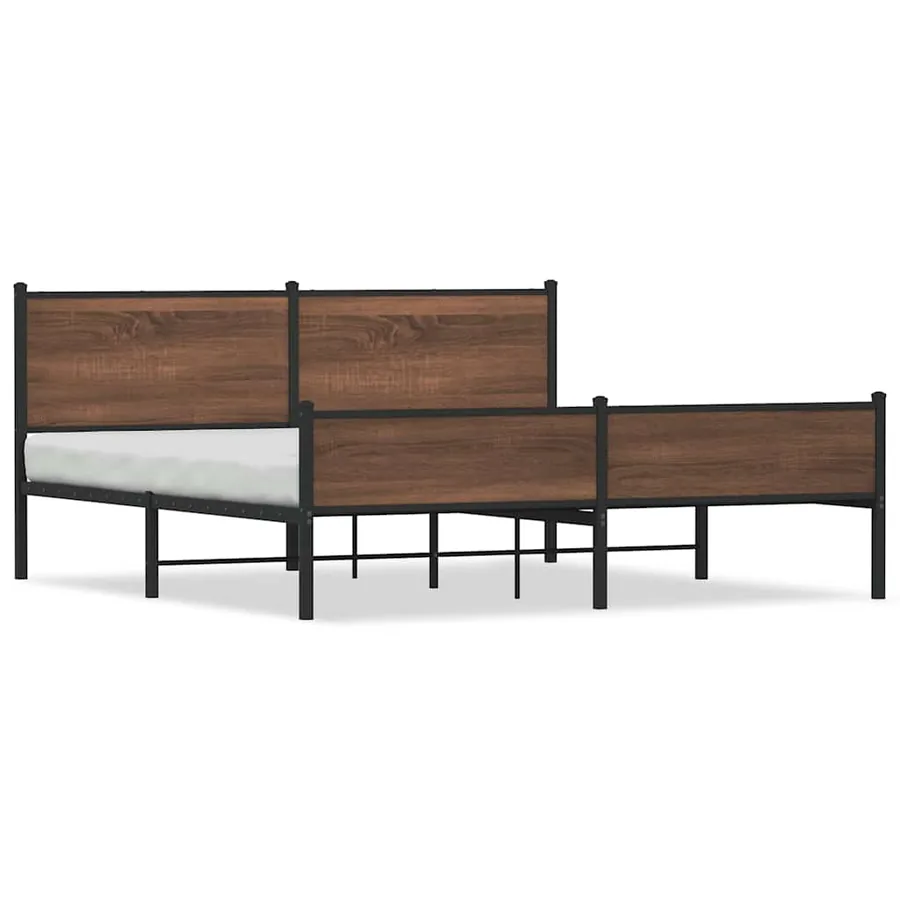 Cadre de lit en métal sans matelas chêne marron 183x213 cm - 2