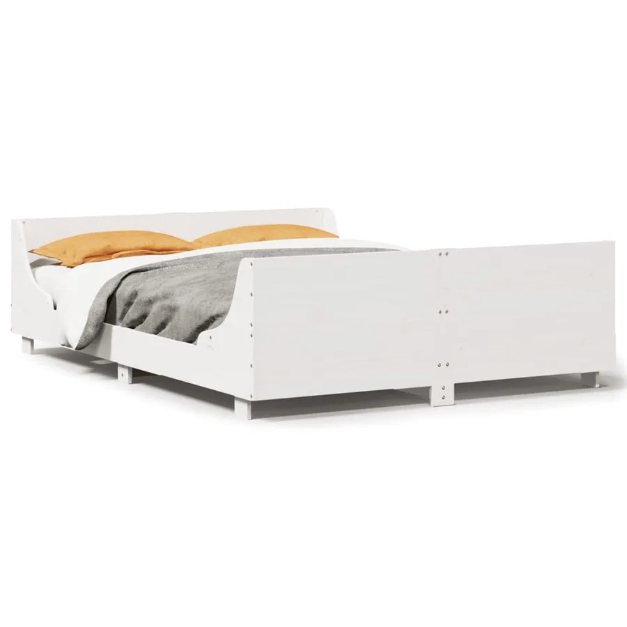 Cadre de lit sans matelas blanc 160x200 cm bois de pin massif - 2