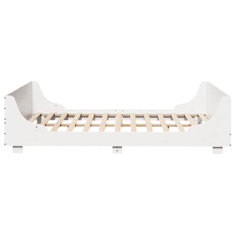 Cadre de lit sans matelas blanc 160x200 cm bois de pin massif - 5