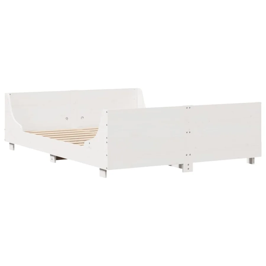 Cadre de lit sans matelas blanc 160x200 cm bois de pin massif - 6